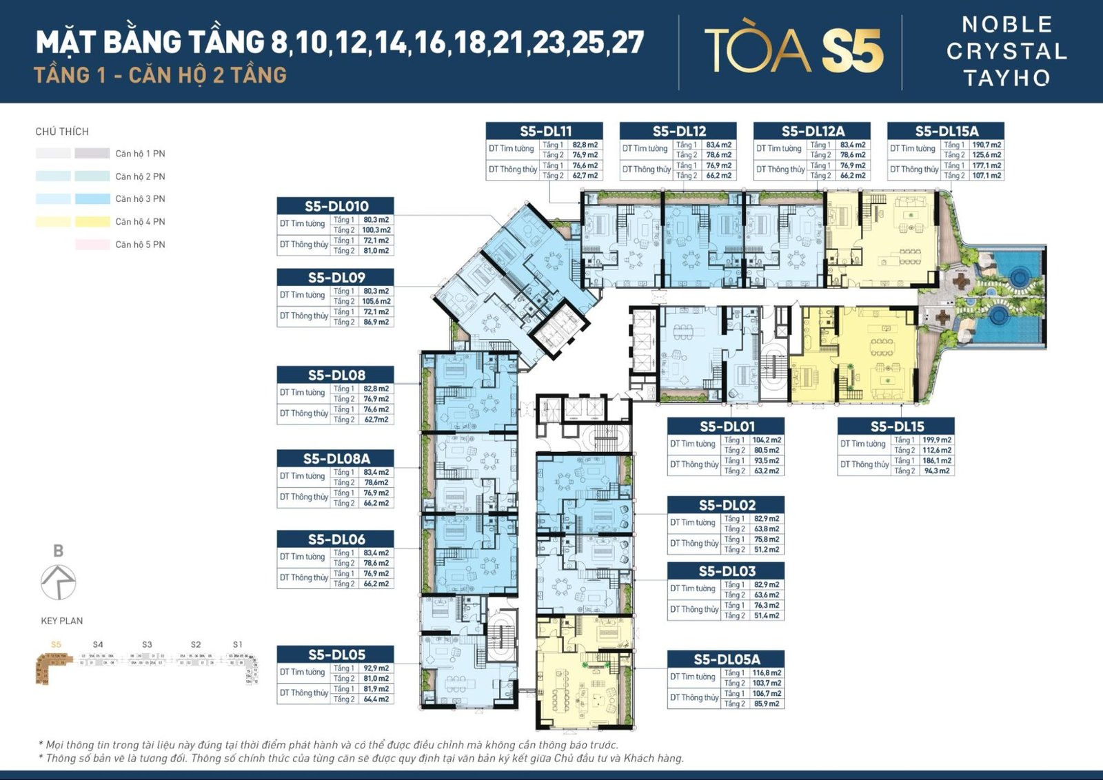 Mặt bằng tầng 8, 10, 12, 14, 16, 18, 21, 23, 25, 27