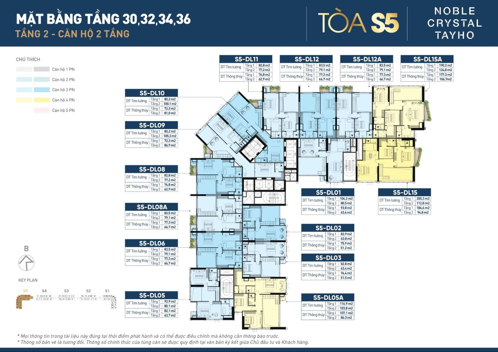 Mặt bằng tầng 30, 32, 34, 36
