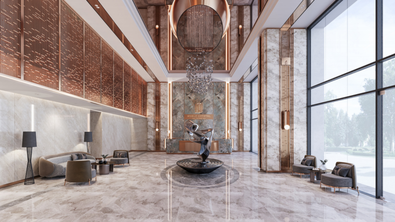 Sảnh chung cư Noble Crystal River thiết kế ấn tượng, tinh tế