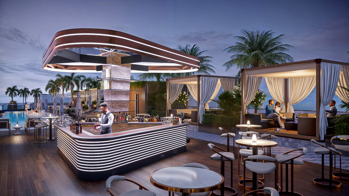 Nhâm nhi một ly rượu thượng hạng và ngắm cảnh phố Hà Nội về đêm trên Sky Bar